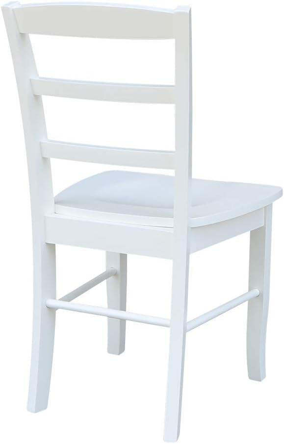 3pc Dining Table with 2 Ladderback Chairs White/Natural – International Concepts: Solid Wood, Square, Non-Extension