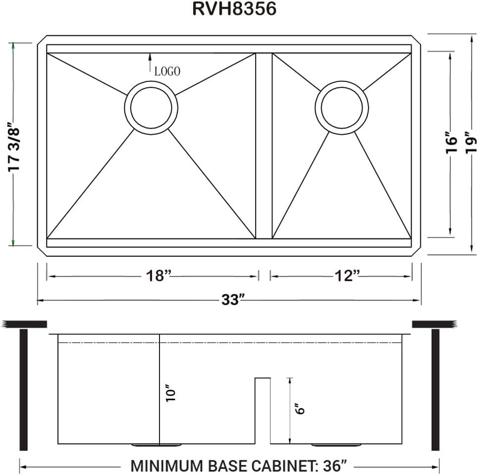 Ruvati 33-inch Workstation Ledge 60/40 Double Bowl Undermount 16 Gauge Stainless Steel Kitchen Sink