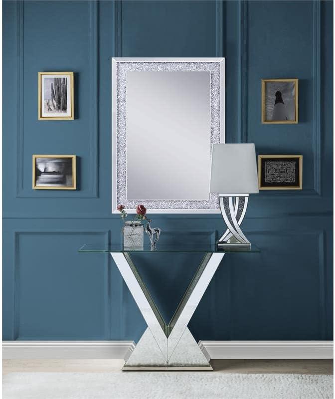 Noralie Mirrored Console Table with Faux Diamonds