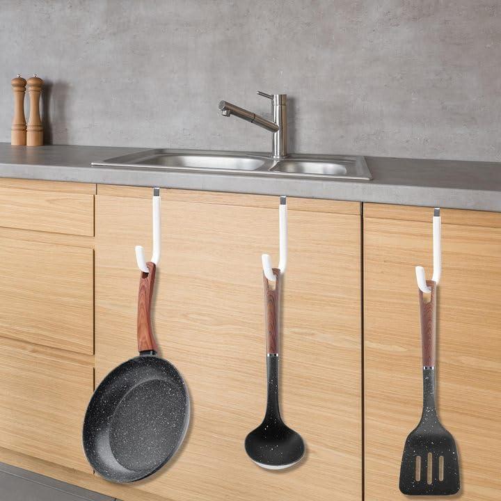 Over The Door Hooks, 4 Pack Upgraded Long Door Hangers Hooks with Rubber Prevent Scratches Heavy Duty Organizer Hooks for Hanging Clothes, Towels, Hats, Coats, Bags Black