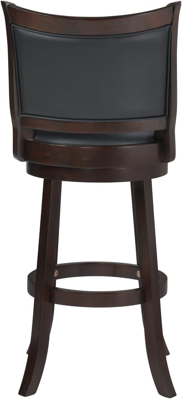 New Classic Furniture, Bristol Wood Swivel Bar Stool with PU Seat in Dark Brown, Brown