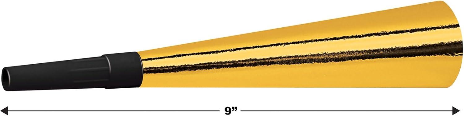Beistle Sparking Gold Horns, Festive Party Horns, Noisemakers for Celebrations, Birthdays, NYE and Events, Pack of 12