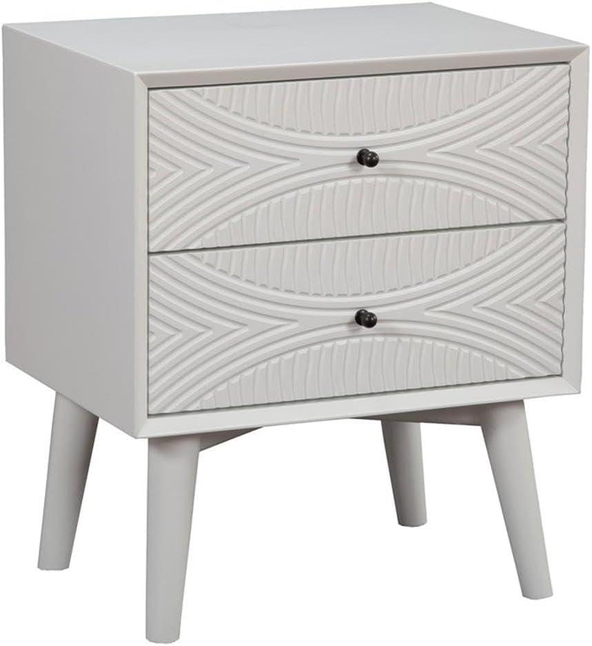 Alpine Furniture Tranquility 2 Drawer Nightstand, 22" W X 16" D X 26" H, white
