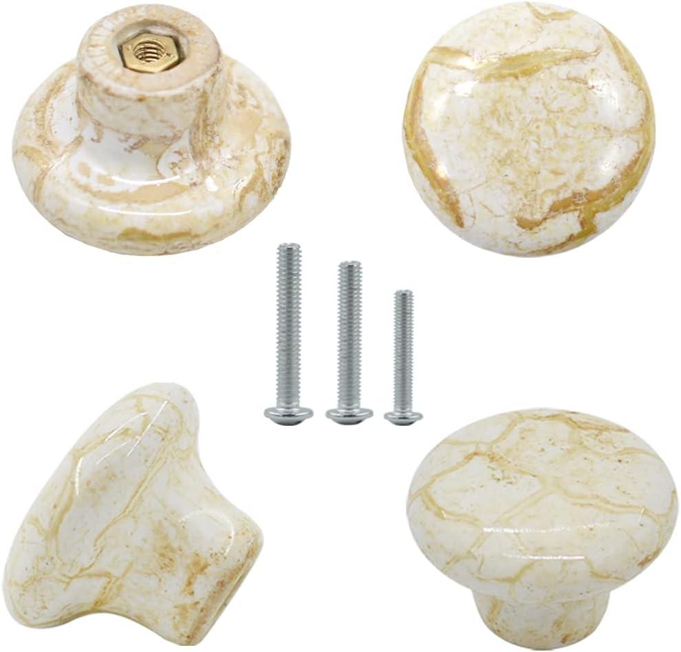 10 Pack 1.2" Ceramic Knobs Door Handle Cabinet Drawer Marble Finish Cupboard Pull for Cupboards, Wardrobe, Drawer, Dresser, Chest