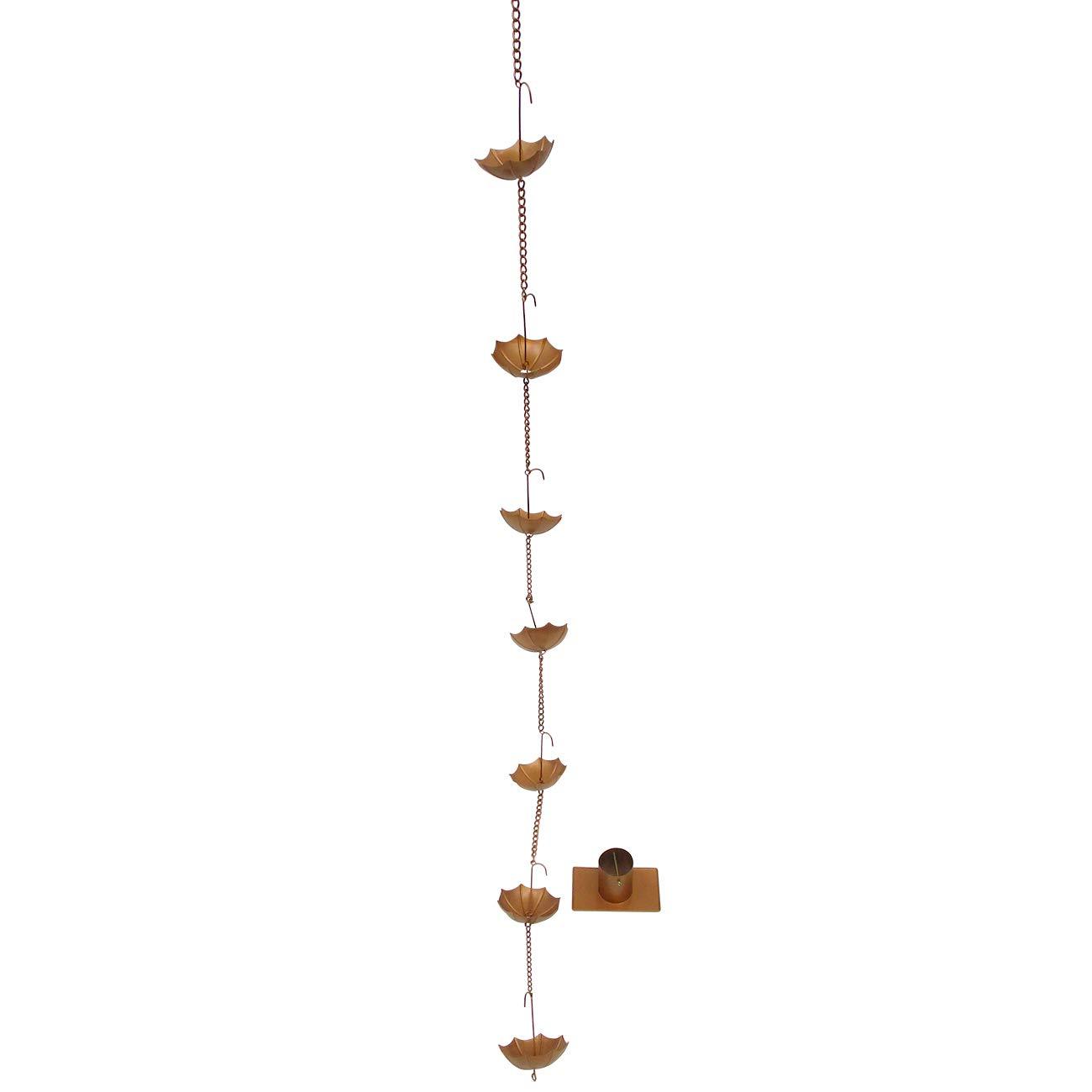 Copper Colored Rain Chain for Gutters & Downspouts (Umbrella Design)