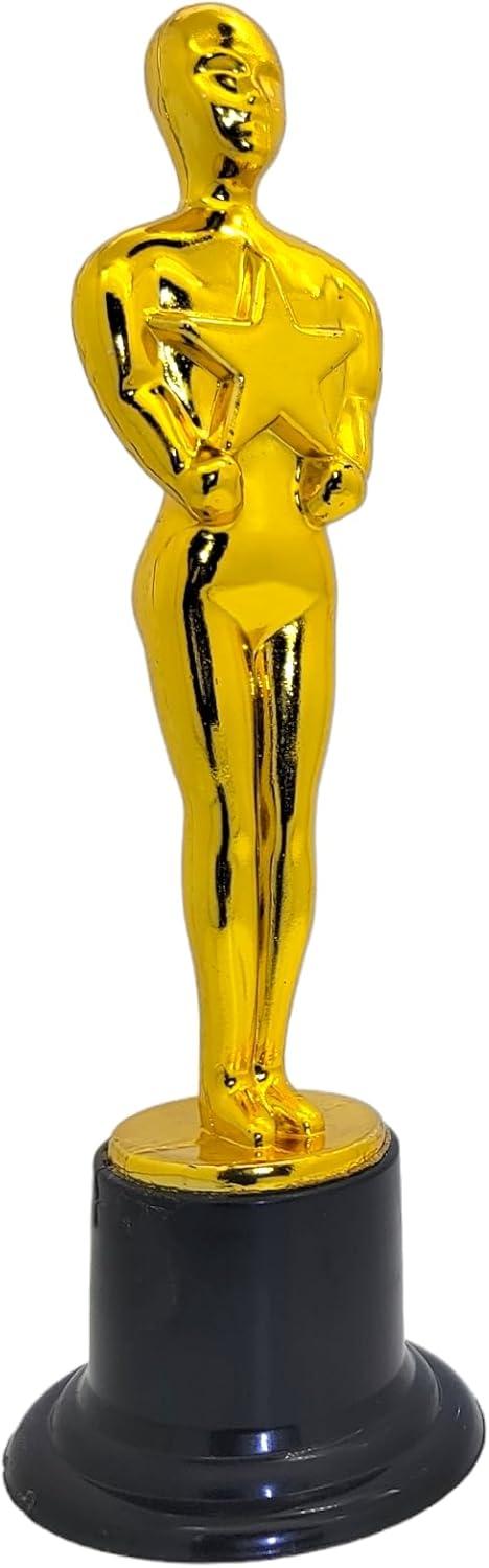 WINKIO Gold Award Trophies，Gold Award Statues, Pack of 6 Mini Trophies, Plastic Trophy Award for Competition,Events, Sports, Party Decorations,Award Ceremony and Appreciation Gift