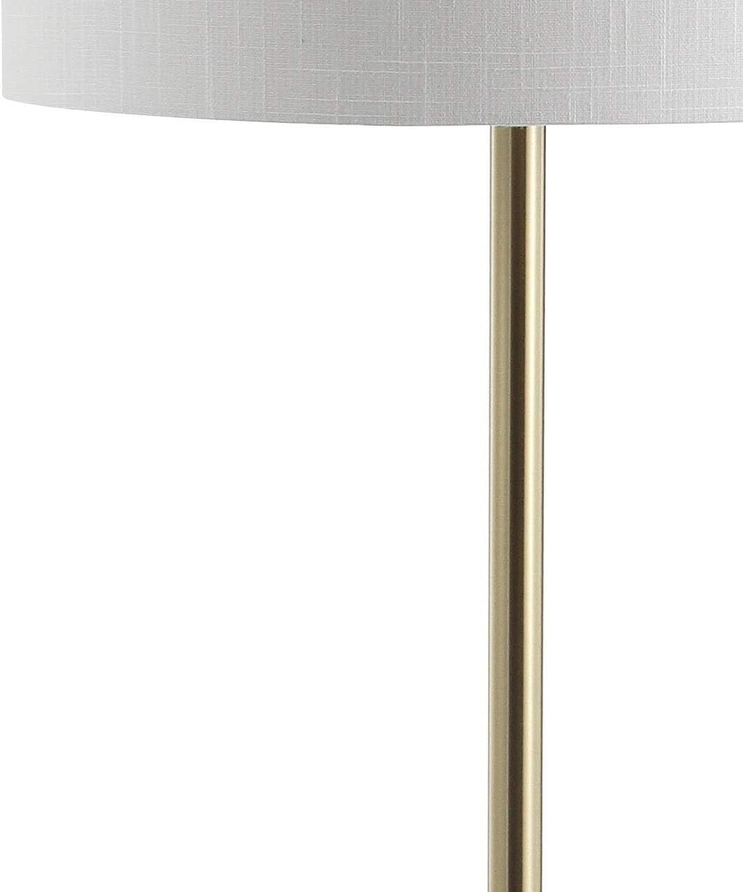 Transitional Black and Brass LED Floor Lamp with Integrated Wood Table