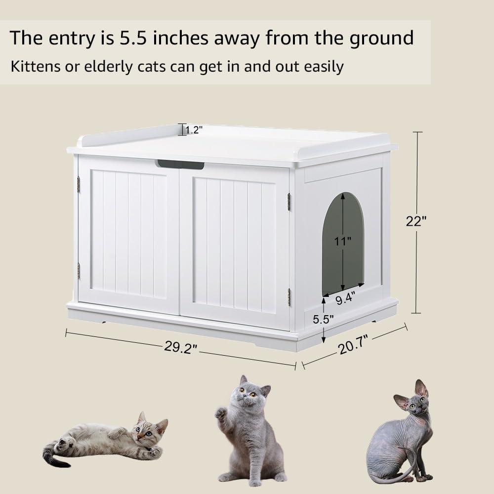unipaws Designer Cat Litter Box Enclosure - White