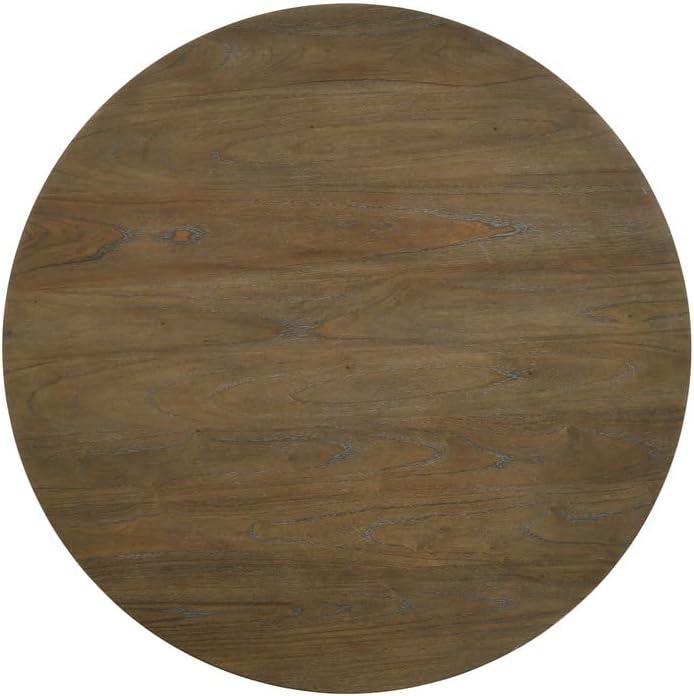 Huge Round Walnut and White Wood Dining Table