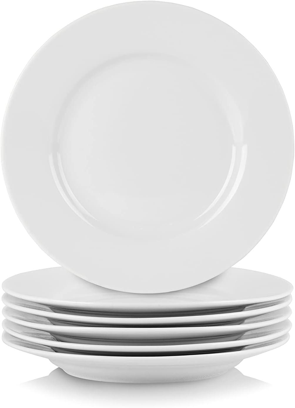 10 Strawberry Street Simply White 6" Round Ceramic Appetizer Plate, Set of 6