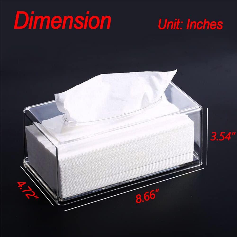 Square Clear Acrylic Tissue Box, Box Covers Rectangular, Bathroom Facial Napkin Box Holders, Table Clear Dryer Sheet Dispenser for Bathroom, Kitchen and Cars Transparent Rectangular