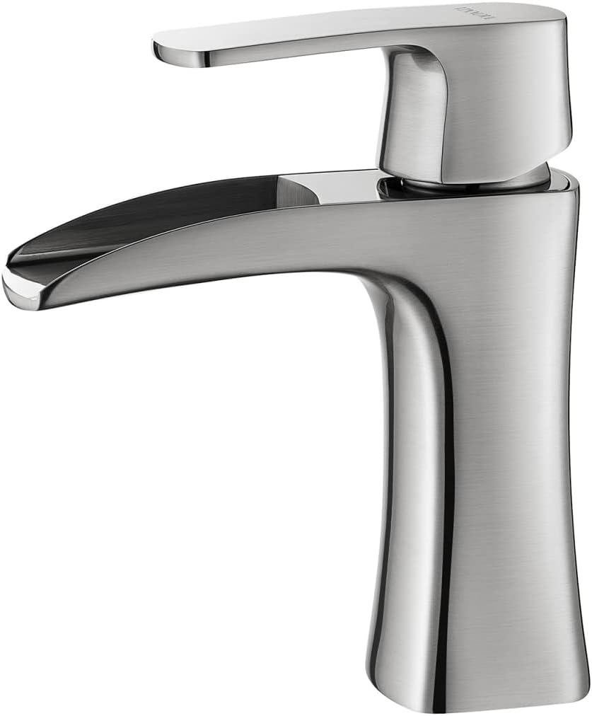 Alessandra 6'' Contemporary Brushed Nickel Waterfall Bathroom Faucet