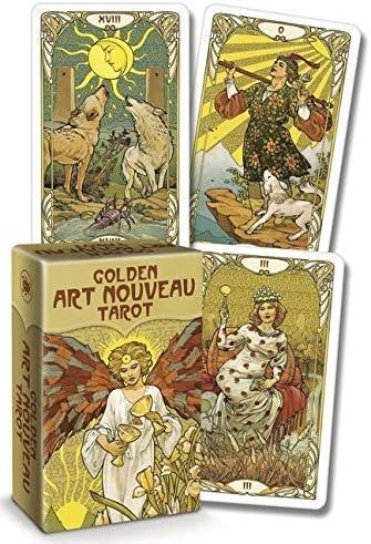 Golden Art Nouveau Tarot Mini Deck with Box Art