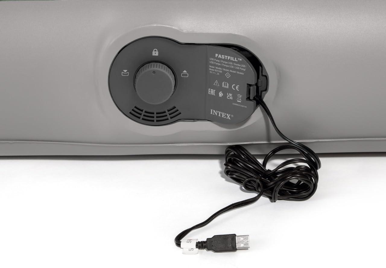 Intex 10in Queen Durabeam Prestige Air Mattress Bed with Internal Fastfill USB Powered Pump
