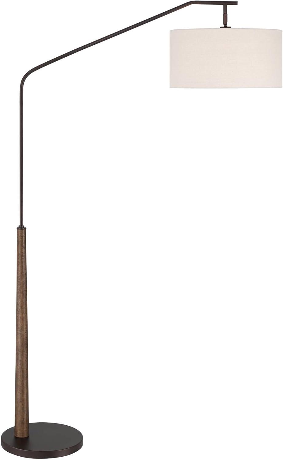 Franklin Iron Works Kipling Farmhouse Rustic 76" Tall Standing Floor Lamp Large Arc Foot Switch Bronze Wood Living Room Bedroom House Reading Office