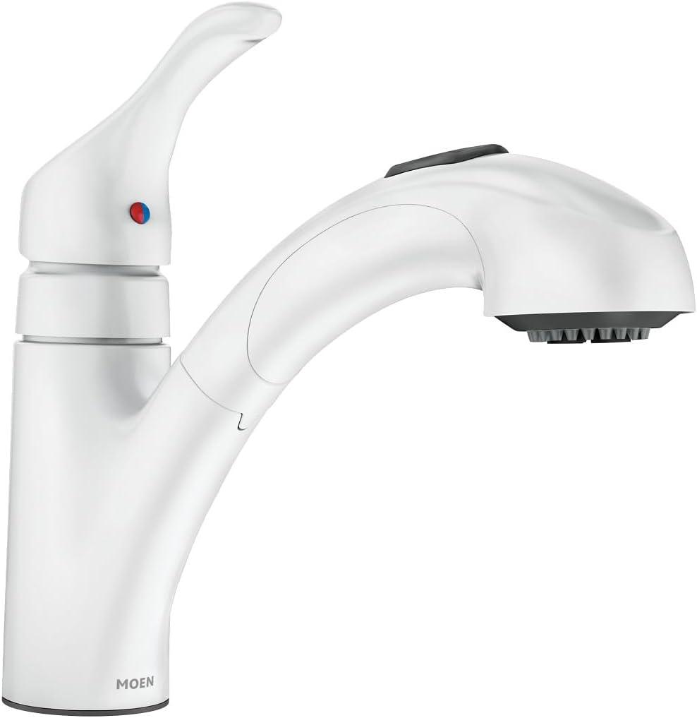 MOEN Renzo Spot Resist Stainless 9 in. H Pull Out Sprayer Kitchen Faucet with 360° Spout Swivel and PowerClean