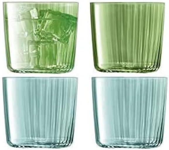 Jade Green Hand-Painted Glass Tumblers, Set of 4, 10oz