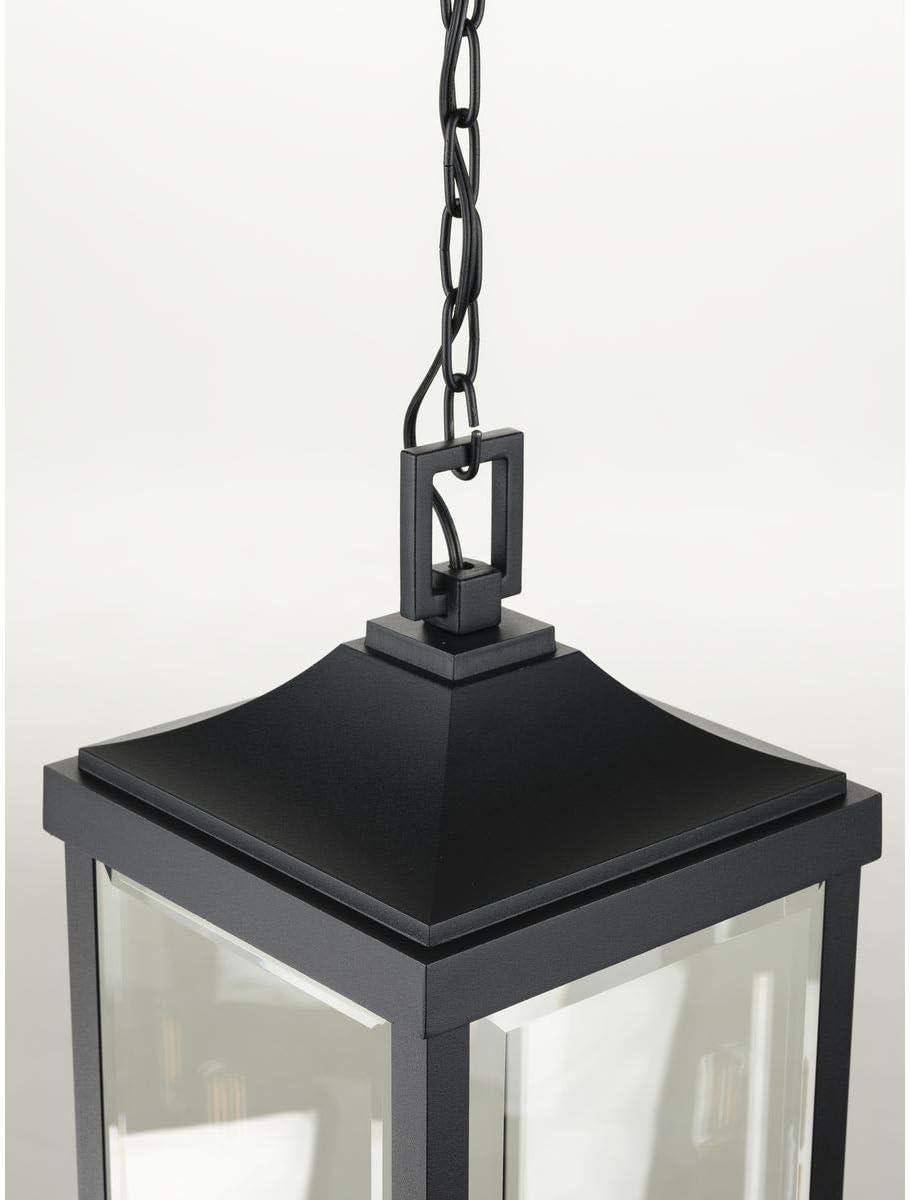 Progress Lighting Gibbes Street 3-Light Outdoor Hanging Lantern, Antique Bronze, Etched White Pillar Shade