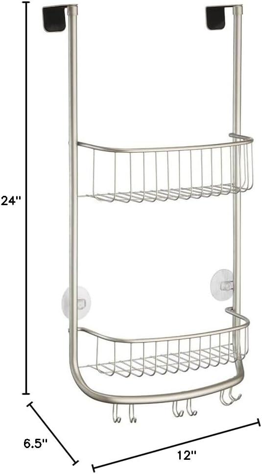 Over-The-Door Hanging Shower Caddy Organizer, The Forma Collection – 12” X 6.5” X 24”, Matte Black