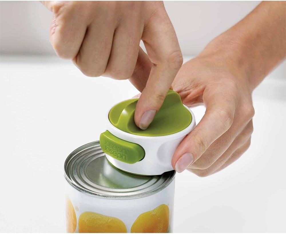 Green and White Compact Stainless Steel Can Opener