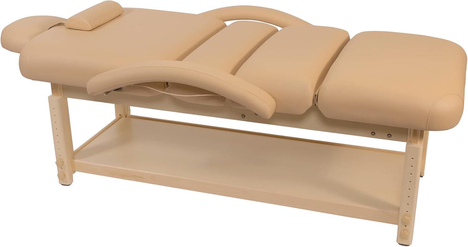 Spa Luxe Deluxe Adjustable Stationary Massage Table with Headrest and Arm Shelf