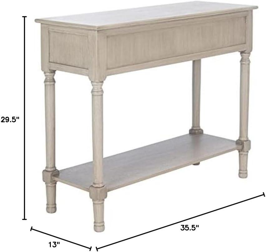 Greige Textured 2-Drawer Metal & Wood Console Table