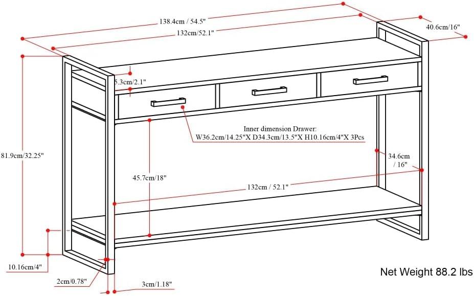 Riverside 54.3'' Solid Wood Console Table