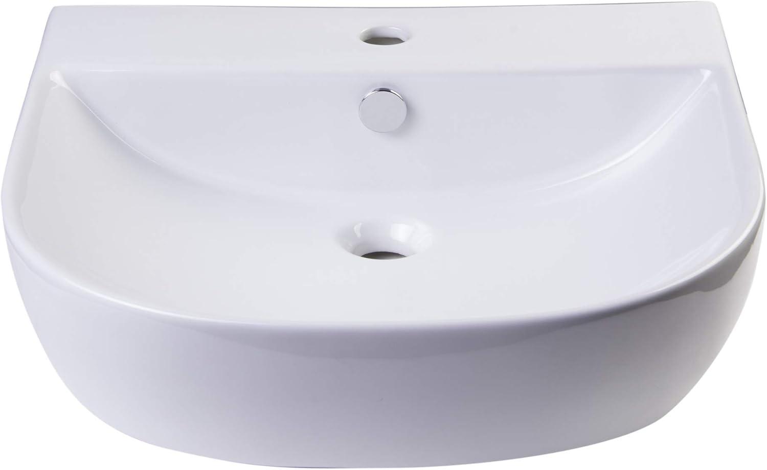 Alfi Brand 18.88'' White Porcelain U-Shaped Bathroom Sink with Overflow