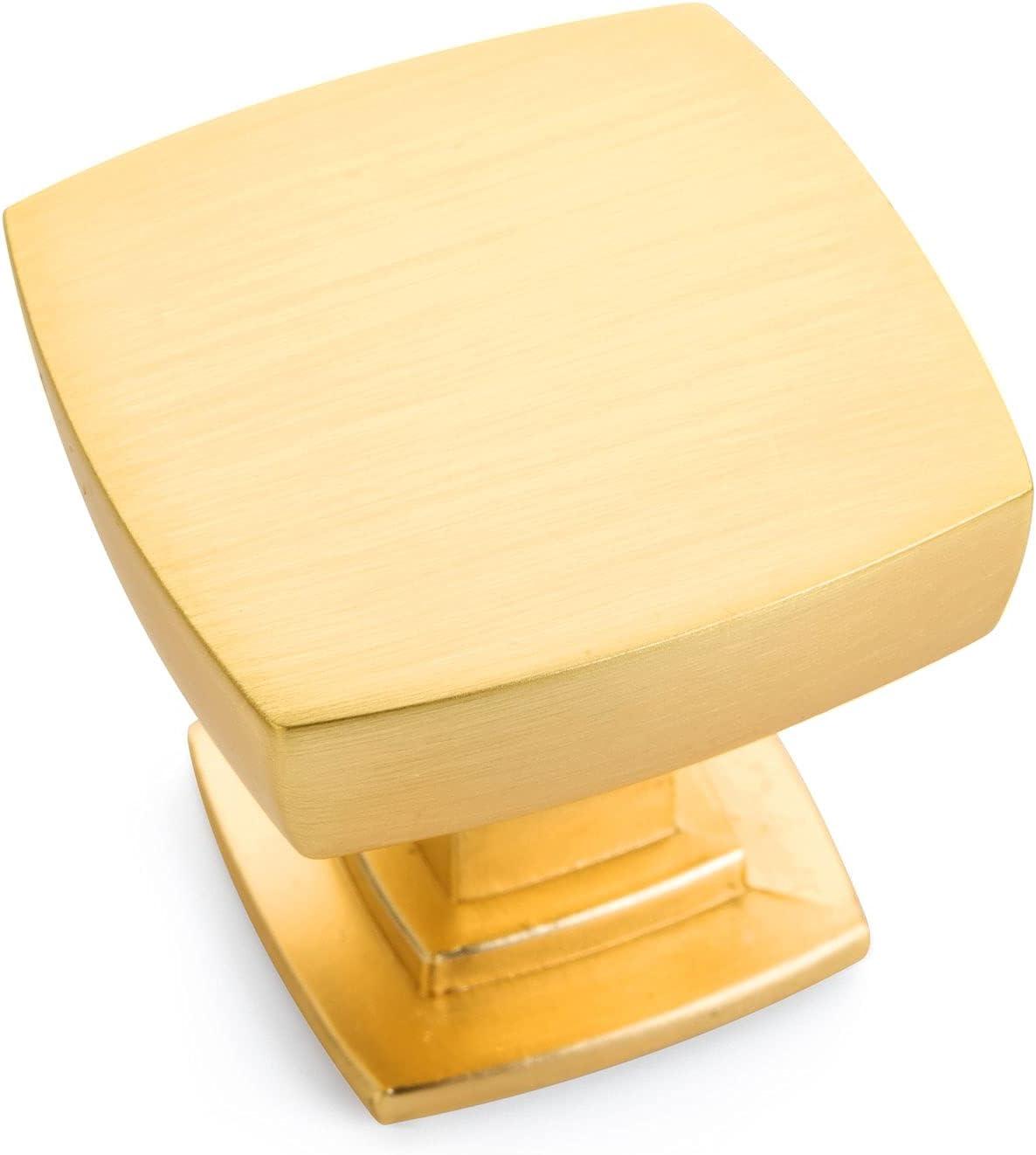 Cosmas 10 Pack 5232BG Brushed Gold Contemporary Square Cabinet Knob