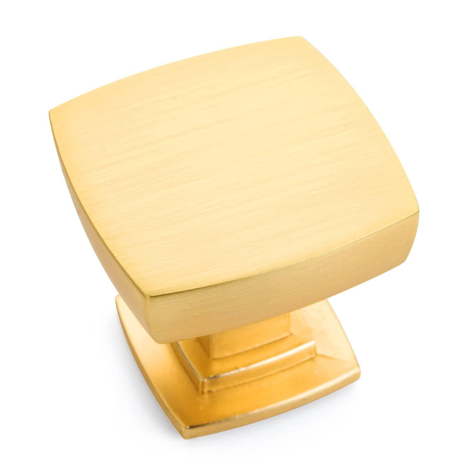 Cosmas 10 Pack 5232BG Brushed Gold Contemporary Square Cabinet Knob