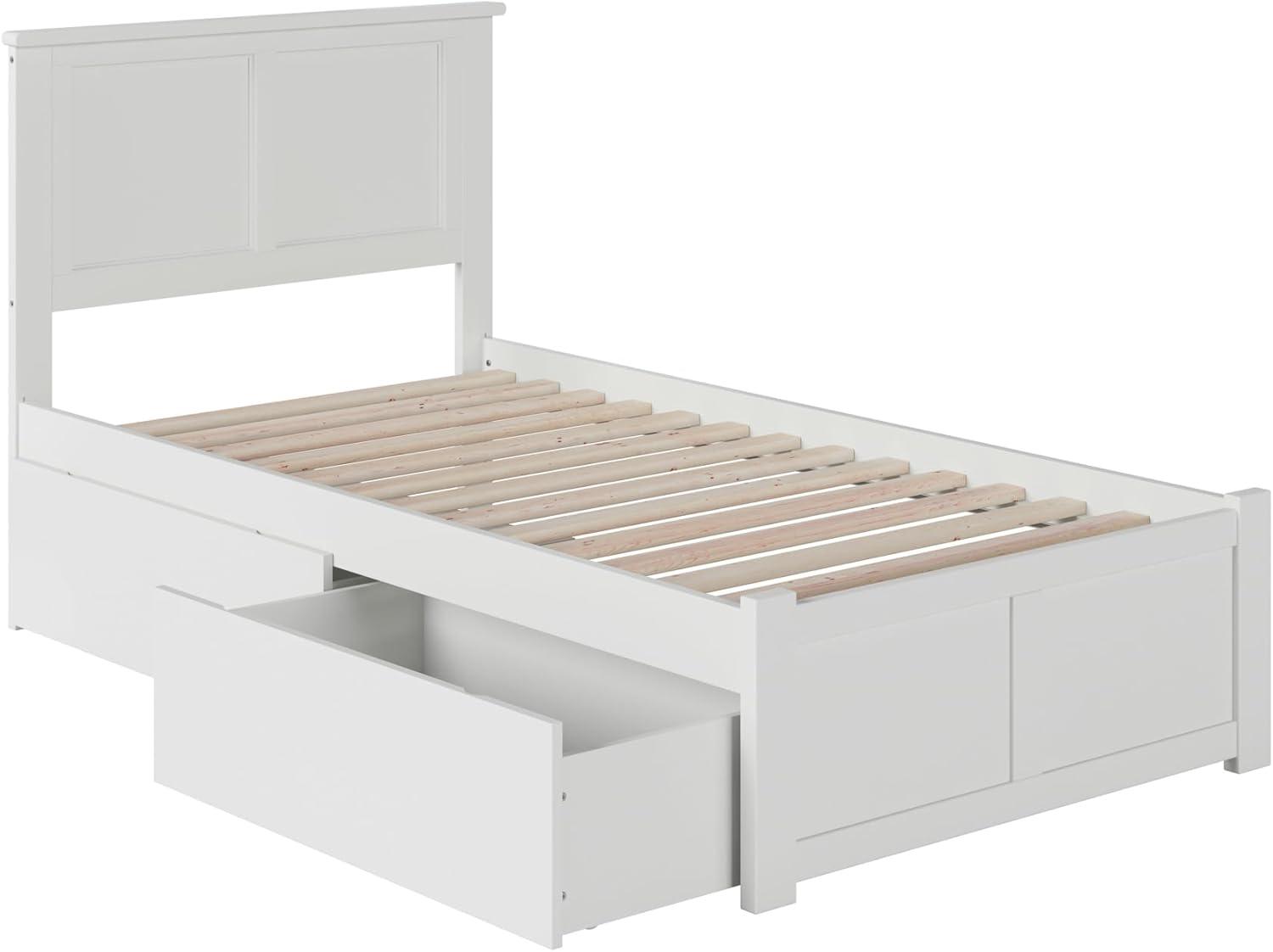 Madison Platform Bed with Flat Panel Foot Board and 2 Urban Bed Drawers in Multiple Colors and Sizes