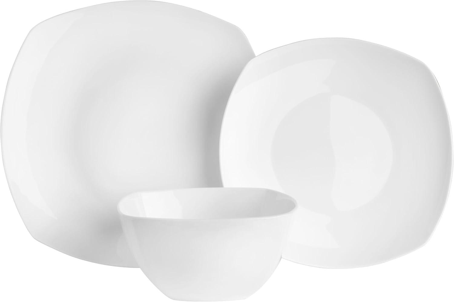 Fitz and Floyd Fitz and Floyd Nevaeh White 12-Piece Lightweight Bone China Dinnerware Set, Service for 4