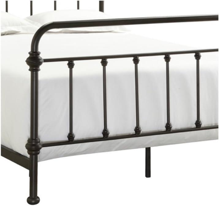Wrought Iron Bed Frame Dark Bronze Metal Queen Size USA Vintage Look Shabby Chic French Country (Queen)
