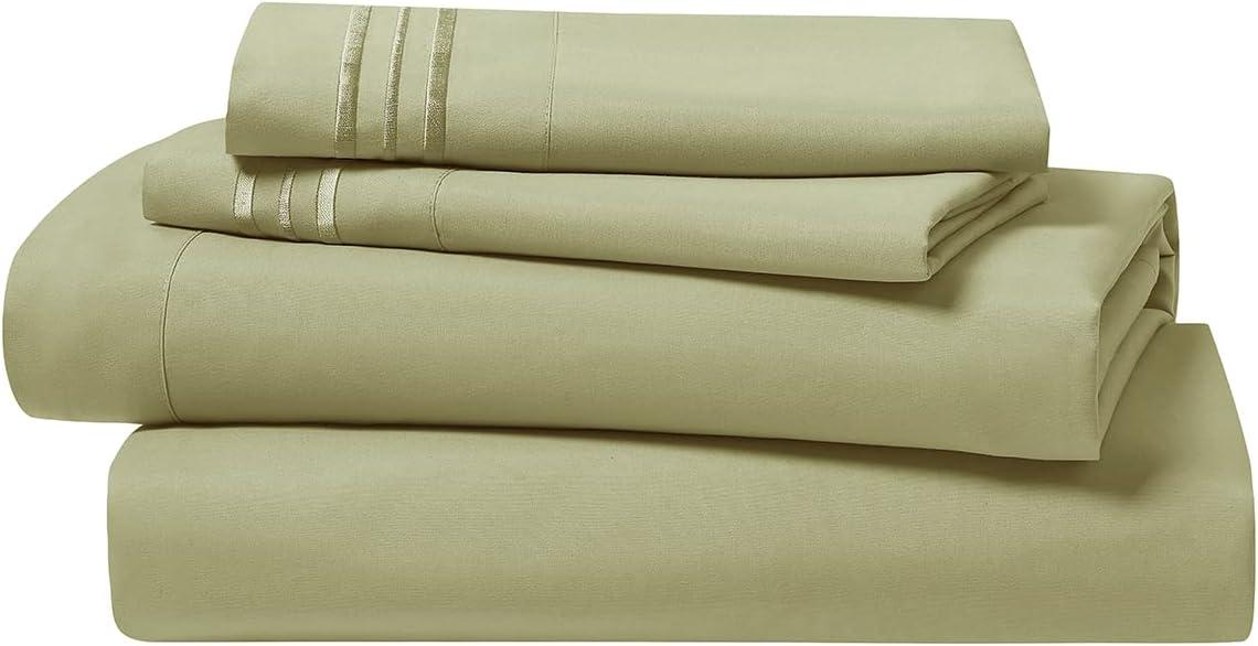 Sage Olive Green King Microfiber 4-Piece Bed Sheet Set