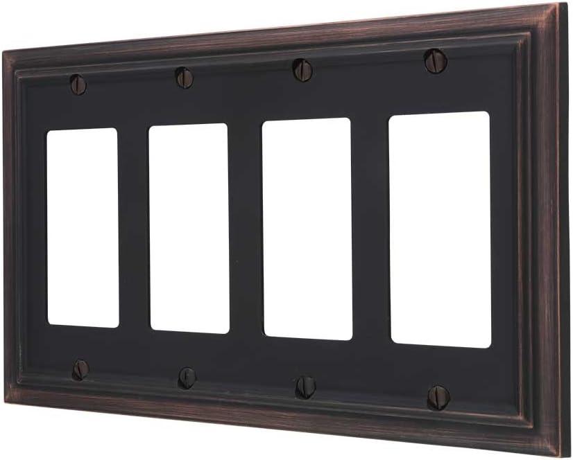 Continental Aged Bronze 4-Gang Metal Wall Plate