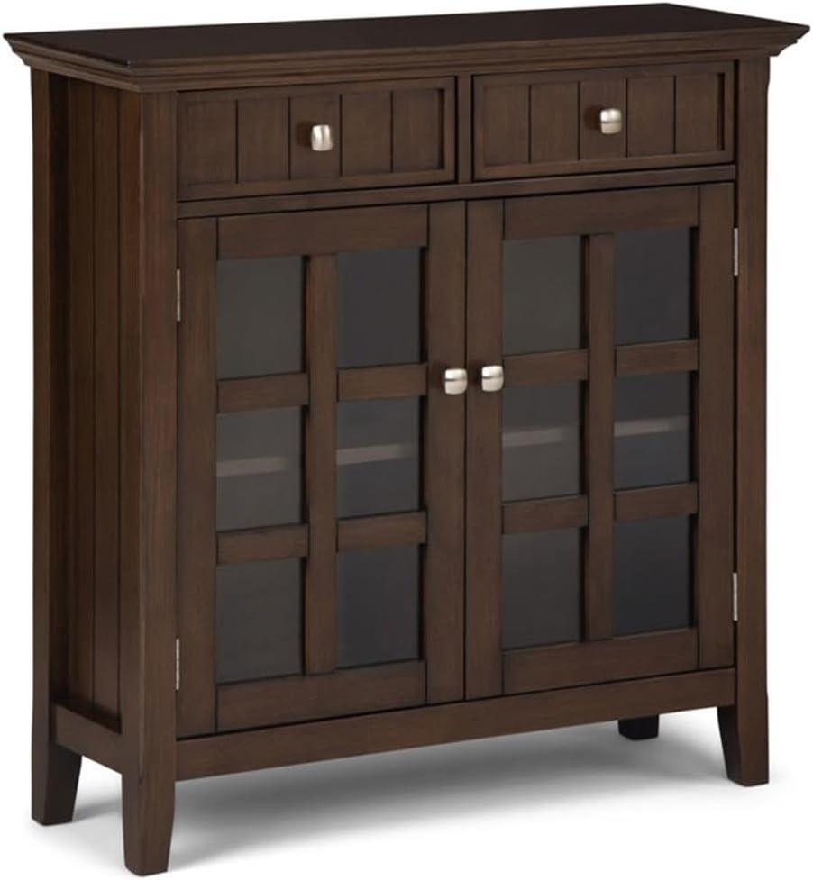 Simpli Home Acadian Wood 36" Transitional Entryway Cabinet in Natural Brown