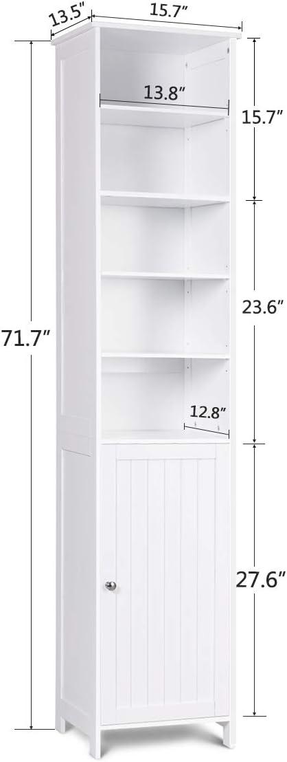 White Tall Lockable MDF Cabinet with Adjustable Shelves