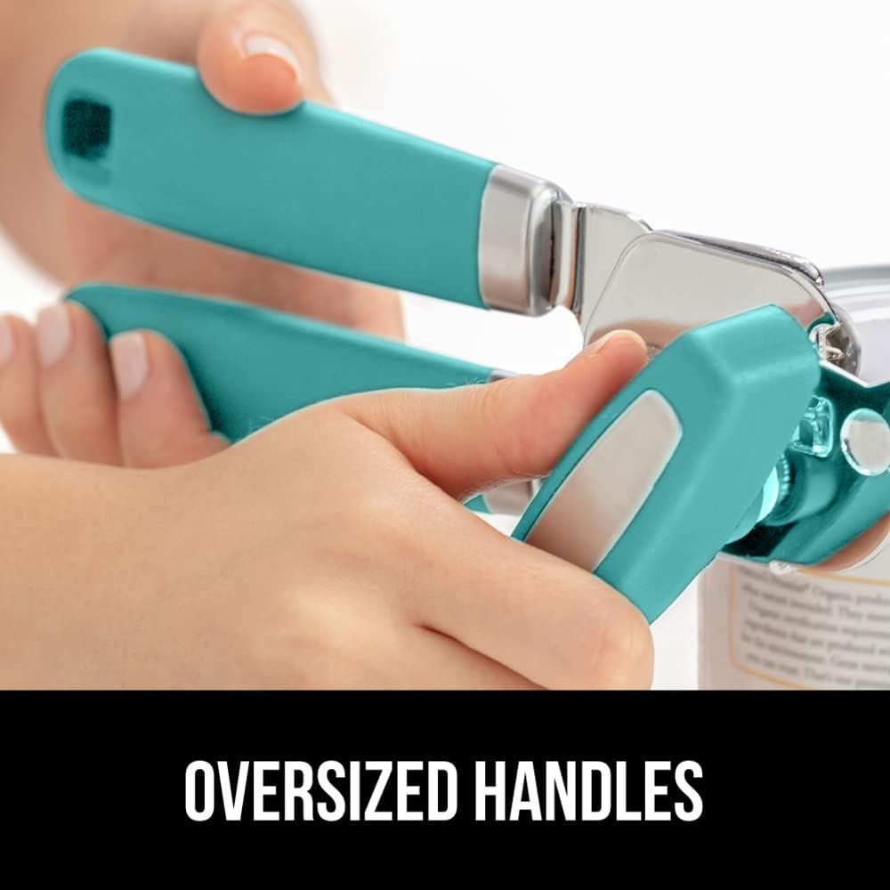 Turquoise Stainless Steel Manual Can Opener with Non-slip Grip