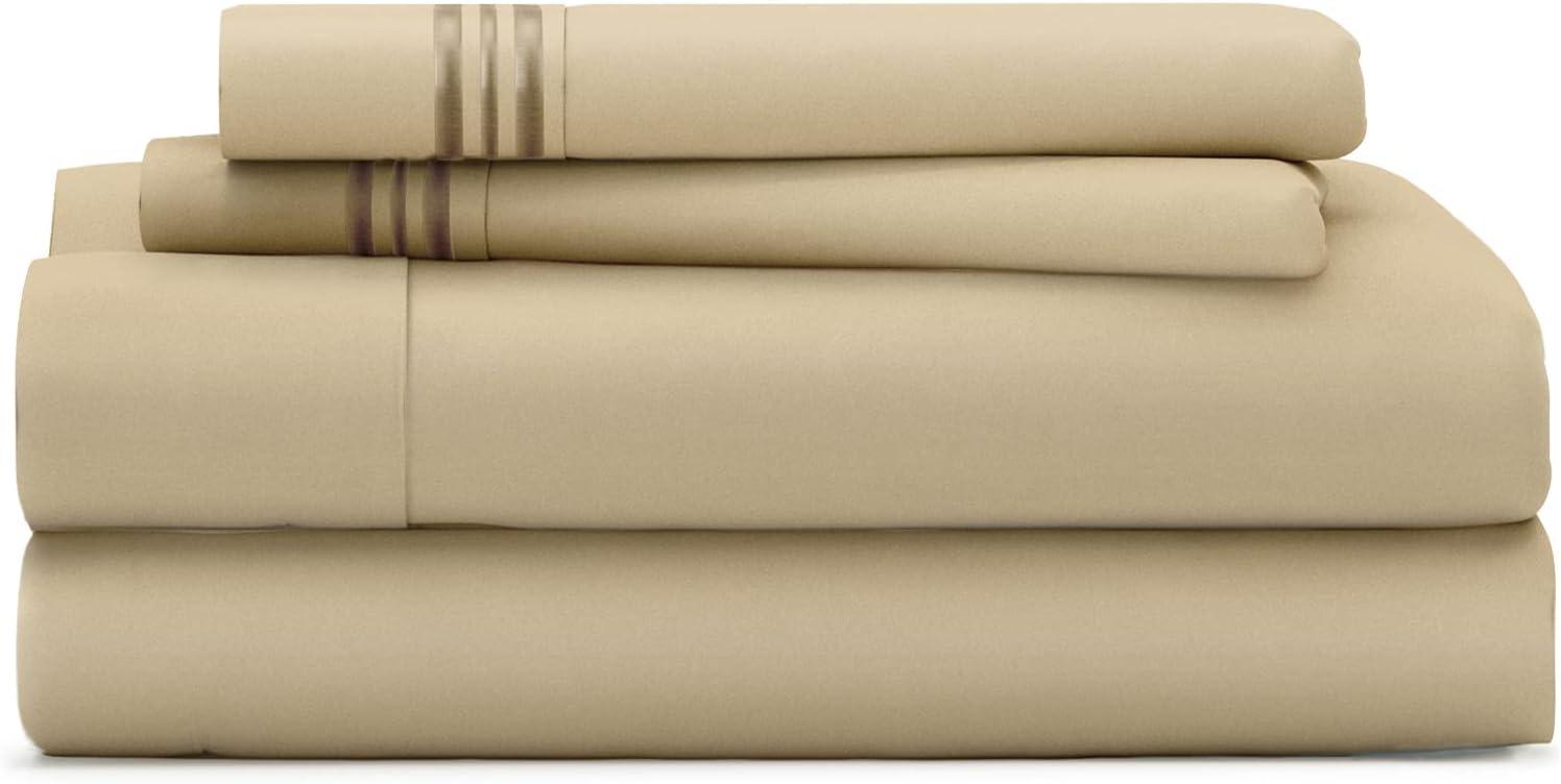 Cosy House Collection Everyday Bed Sheet Set - Tan, Split King