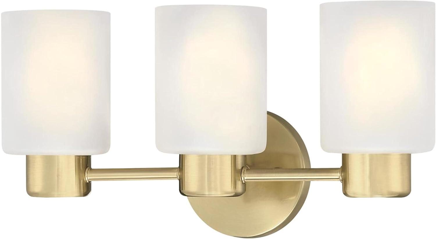 Westinghouse Lighting 6126700 Sylvestre Three Light Wall Fixture with Frosted Glass, Champagne Brass