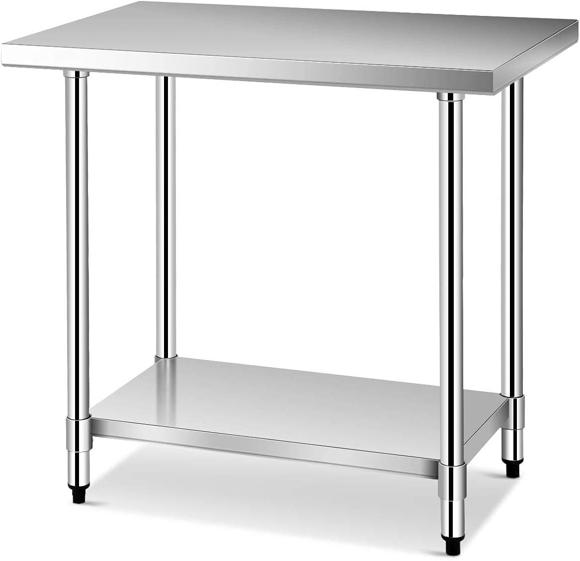 Gymax Stainless Steel 36'' L x 24'' W x 35'' H Work Table