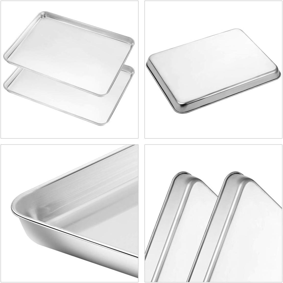 Baking Sheet Set of 2 - Stainless Steel Cookie Sheet Baking Pan, Size 16 x 12 x 1 inch, Non Toxic & Heavy Duty & Mirror Finish & Rust Free & Easy Clean