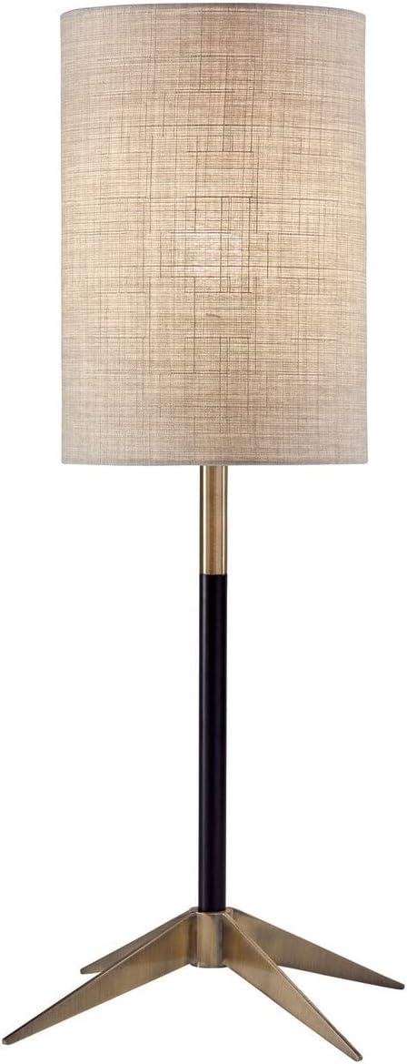 26.75" Davis Table Lamp Matte Black - Adesso: Antique Brass Finish, Linen Shade, UL Listed, 60W, No Tools Assembly