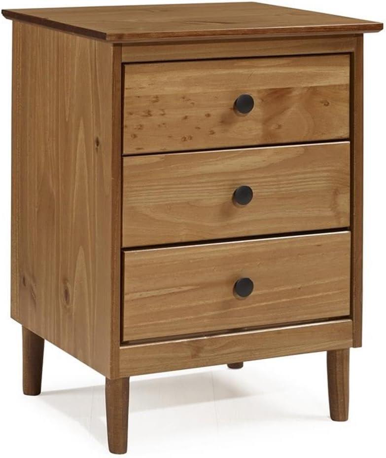 Contemporary 3-Drawer Caramel Wood Nightstand for Bedroom Decor Convenience Compact Organizing End Table Storage