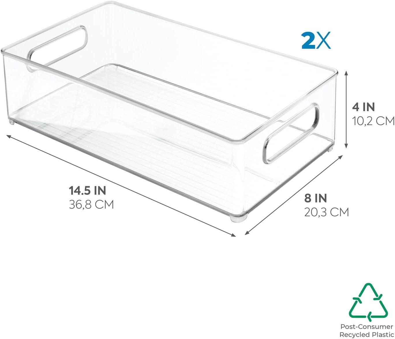 iDesign, Refrigerator, Freezer, and Pantry Storage Bins, Clear, 2 Pack, Recycled Plastic