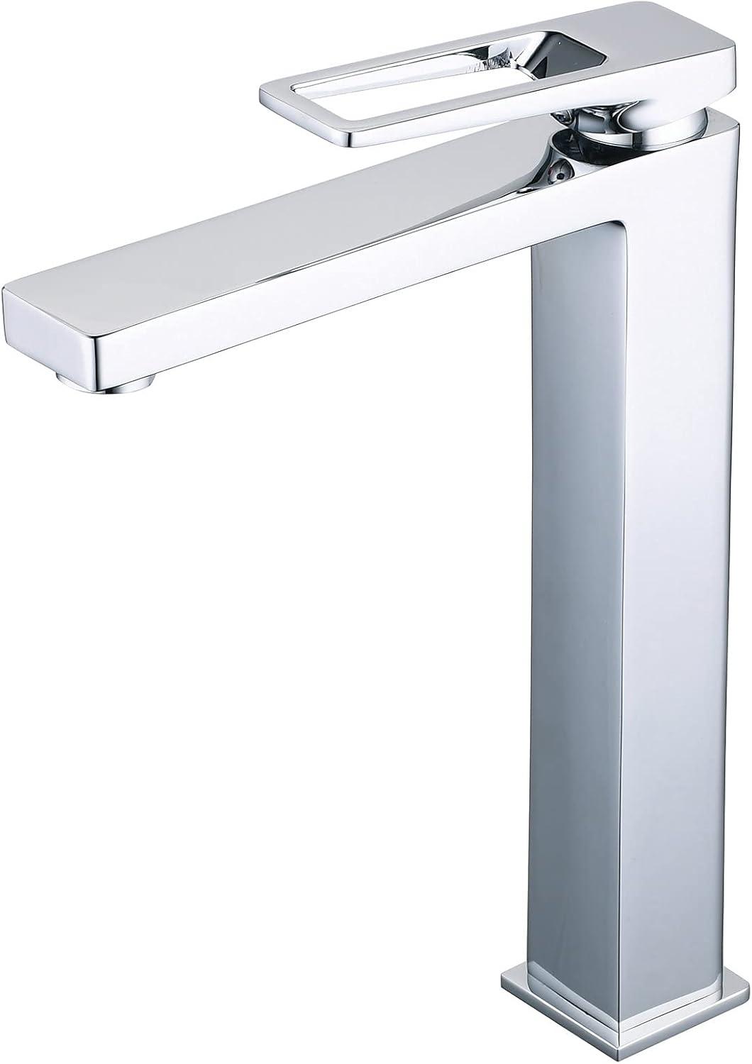 Polished Chrome Tall Single Handle Vessel Sink Faucet