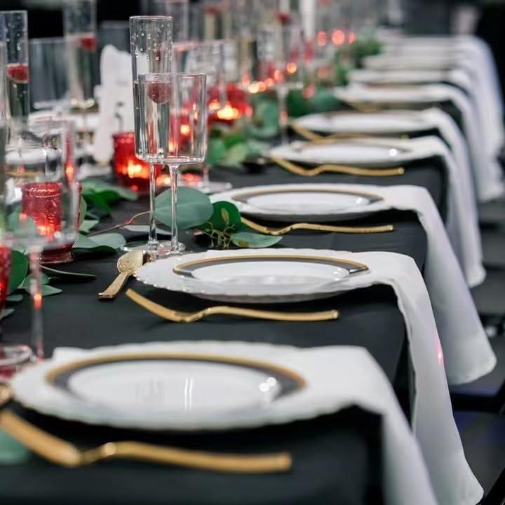 10 Pack Beige Tablecloth 60x102 inch Polyester Fabric Tablecloths for 6 Foot Rectangle Tables Wrinkle Resistant Linen Tablecloth Washable Table Covers for Party Wedding Events and Camping