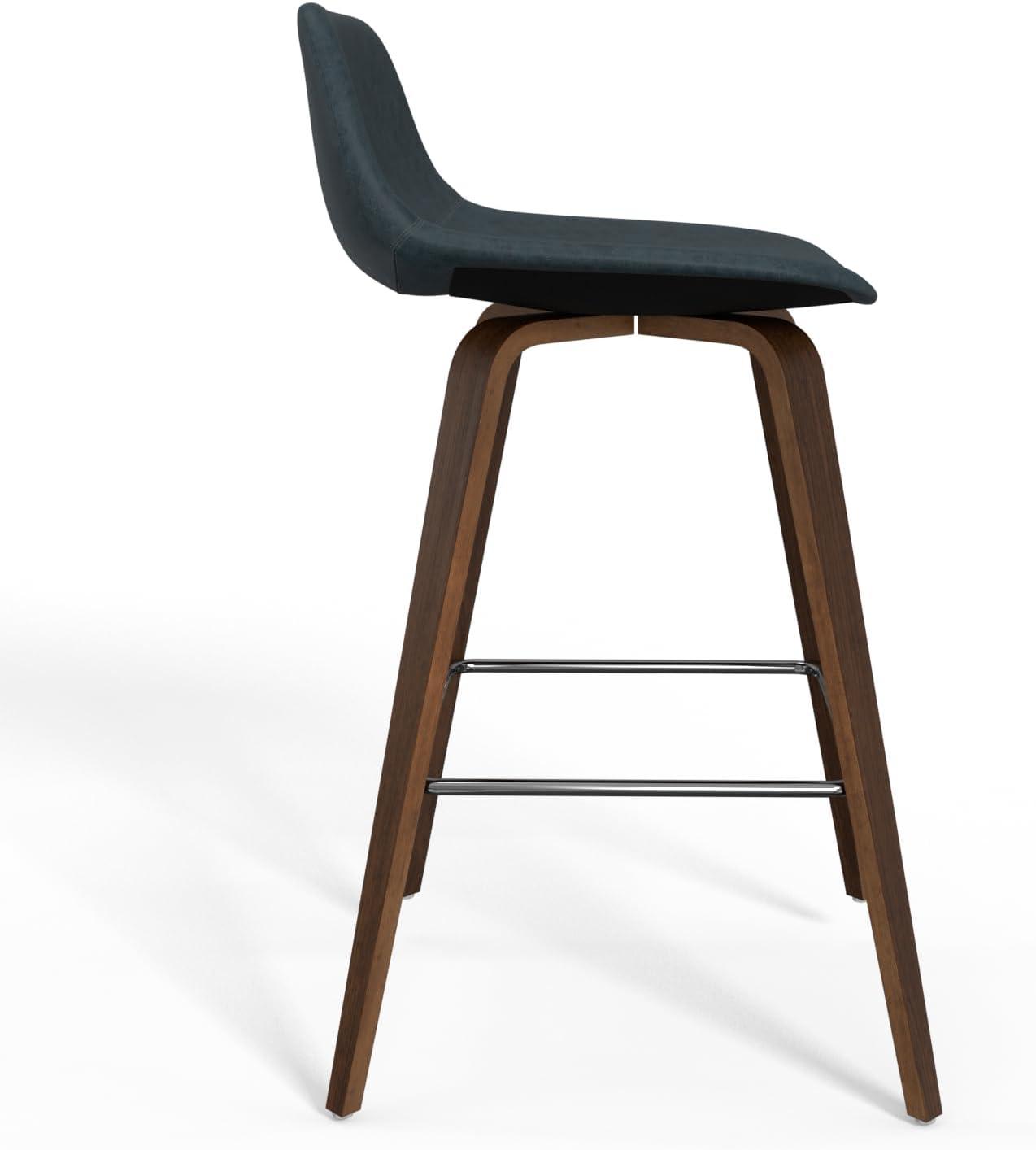 Simpli Home Randolph Upholstered Bentwood Mid-Century Modern Bar & Counter Stool with Chrome Footrest (Set of 2) (Set of 2)