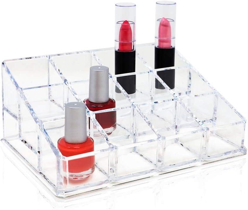 Isaac Jacobs Clear Acrylic 12 Compartment Nail Polish and Makeup Holder