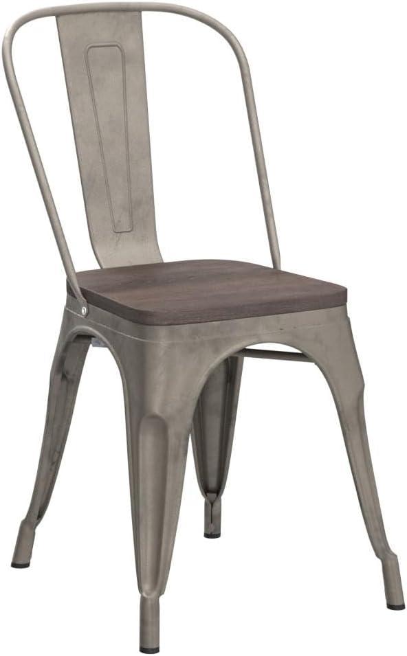 CL.HPAHKL Dining Chairs Set of 4 Indoor Outdoor Chairs Patio Chairs Metal Chairs Restaurant Chair 18 Inch Wooden Seat Height Tolix Side Bar Chairs Metal Kitchen Stackable Chair,Bronze